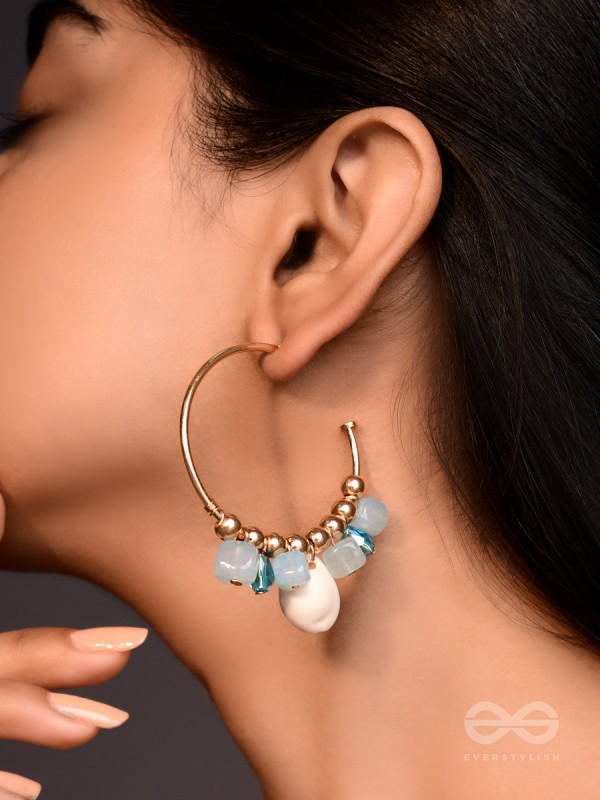 The Bomb'shell'- Golden Embellished Earrings