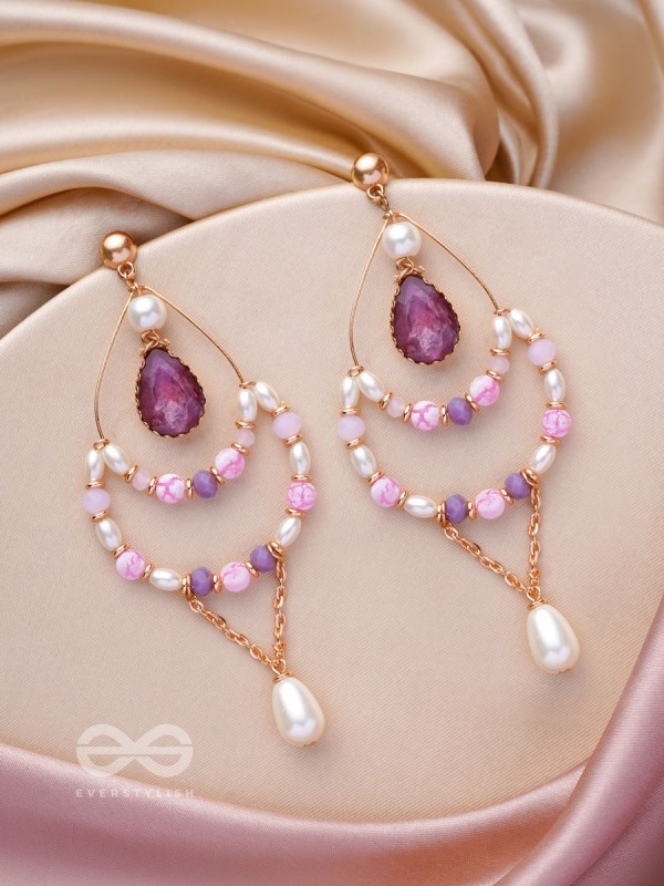 The Lavender Crush- Golden Pearl Earrings