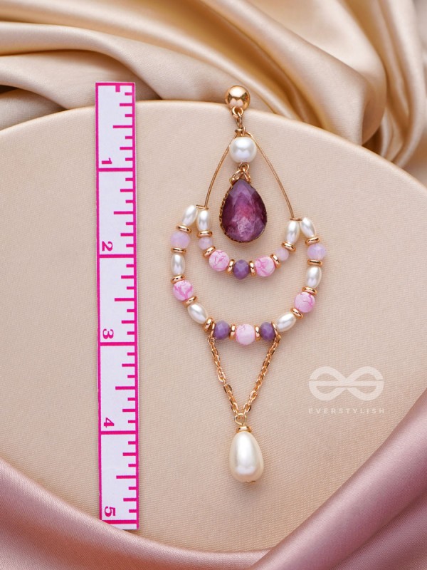 The Lavender Crush- Golden Pearl Earrings