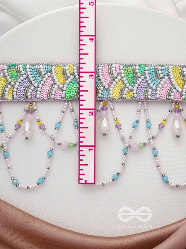 Paatalya - The Flower Meadow - Sequins, Beads And Glass Drops Hand Embroidered Choker Necpiece