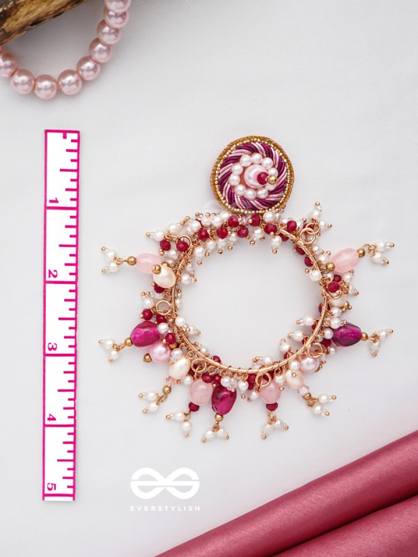 Ardramani - The Fiery Embers - Dabka And Glass Beads Hand Embroidered Earrings