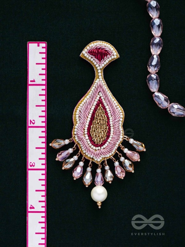 Vismaya - The Amazement - Dabka, Beads And Glass Drops Hand Embroidered Earrings