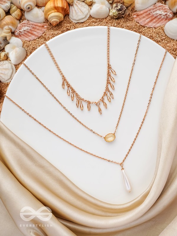 The Reality Stone -  Golden Layered Necklace  With Anti-Tarnish Coating 