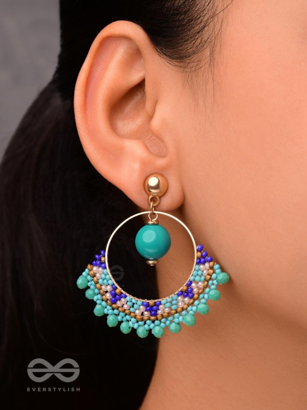 THE BLUE BLINKS - BEADED HOOP EARRINGS