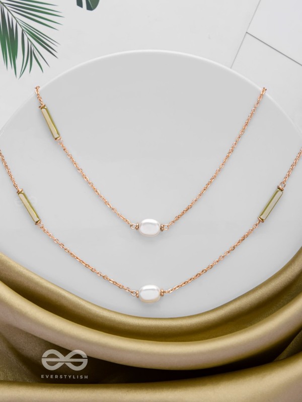 The Evergreen Elegance - Golden Embellished Multilayered Necklace With Anti-Tarnish Coating 