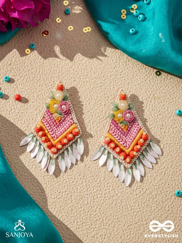 Kavisha - The Masterpiece - Pearls, Sequins And Beads Hand Embroidered Earrings (Multicolor)