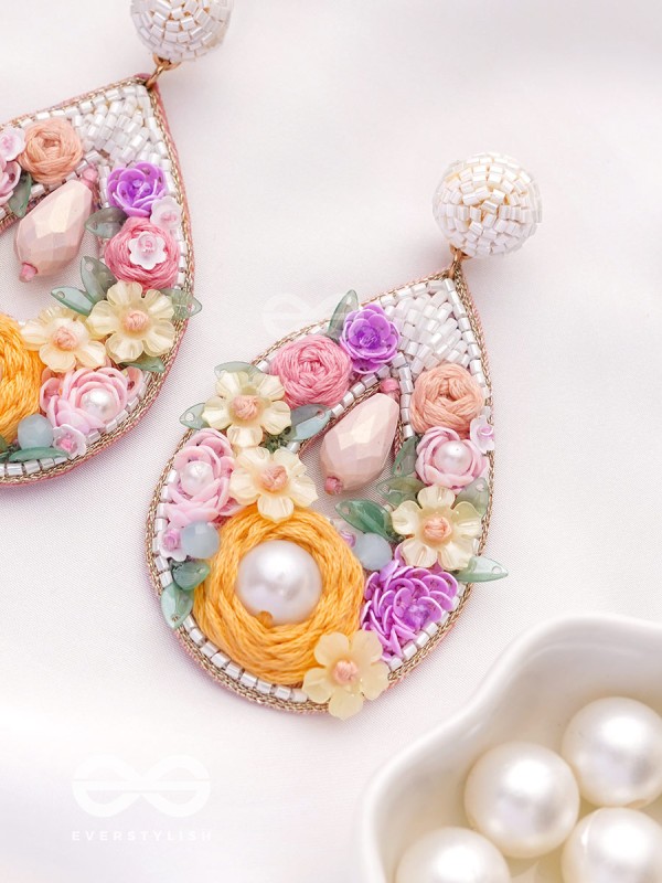 Anahata - The Harmonious Elegance - Sequins, Cutdana And Resham Hand Embroidered Earrings