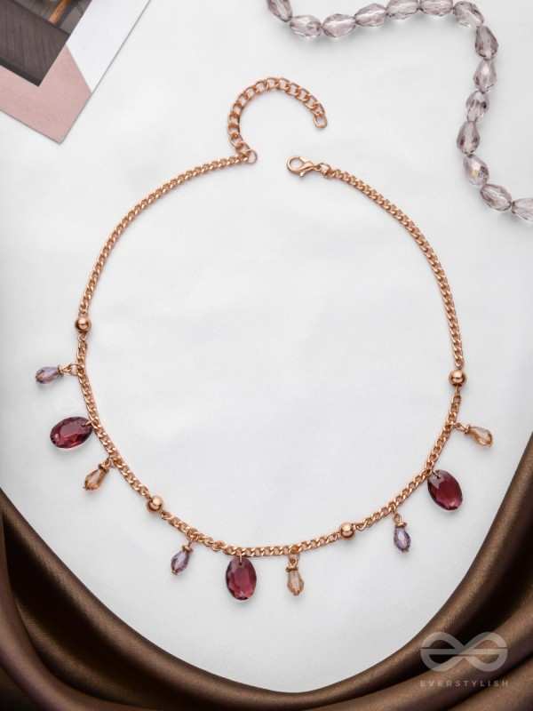Dynamic Drizzling Wine - Classy Contemporary Necklace With Anti-Tarnish Coating 