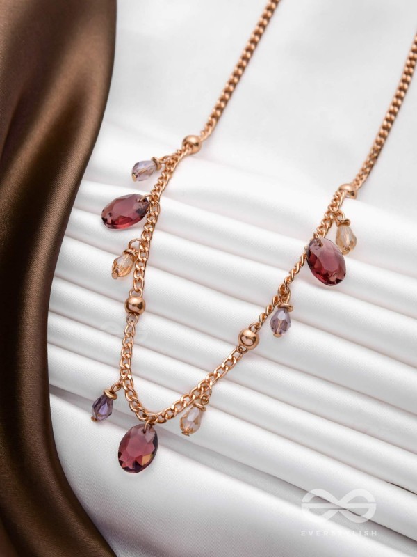 Dynamic Drizzling Wine - Classy Contemporary Necklace With Anti-Tarnish Coating 