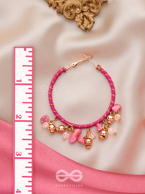 THE BLUSHING SWEETPEA - WRAPPED WITH SILK THREAD HOOP EARRINGS