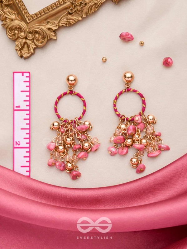 THE FUCHSIA GARDEN - WRAPPED WITH SILK THREAD DROP EARRINGS