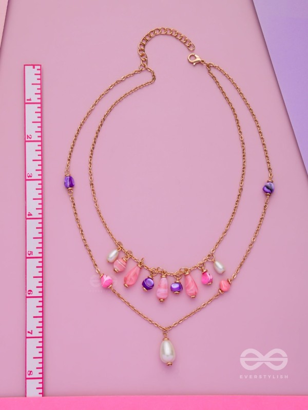 Whimsy Wonderland Waves - Cute Multilayered Neckpiece With Anti-Tarnish Coating 