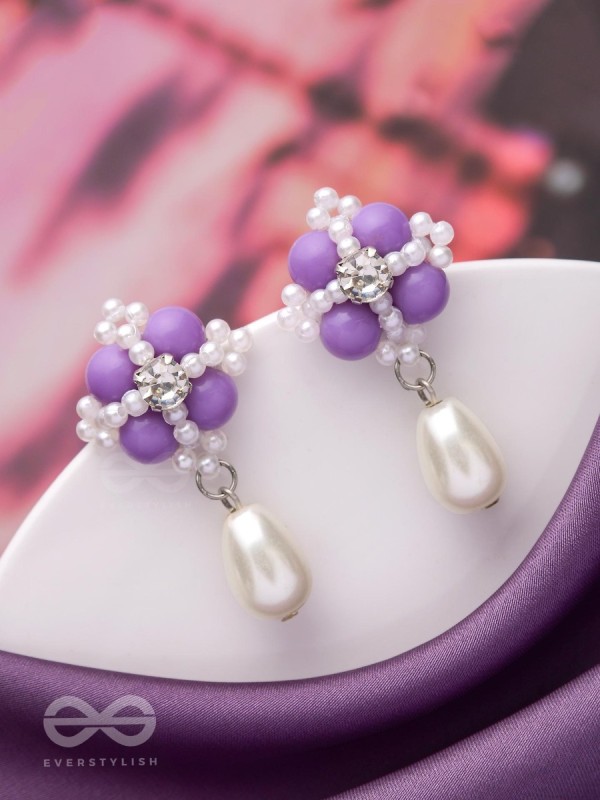 A LAVENDER HAZE - CLASSIC BEADED DROP EARRINGS 