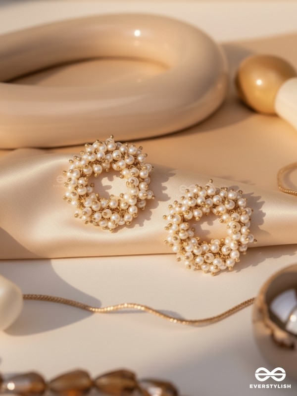THE MOONLIT BLOOMS - GOLDEN PEARL STUDS