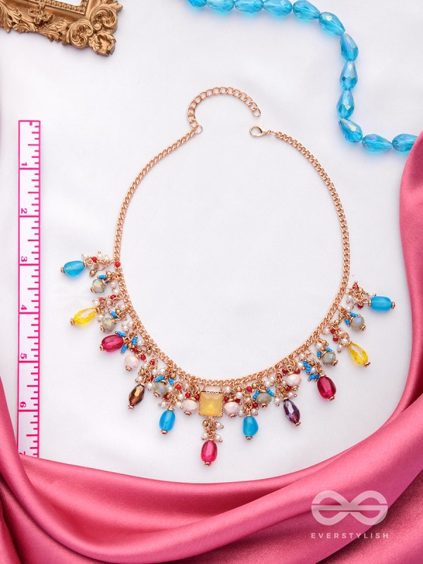 Mushita - The Ravishing Charisma - Golden Embellished Multicolor Neckpiece With Anti-Tarnish Coating 