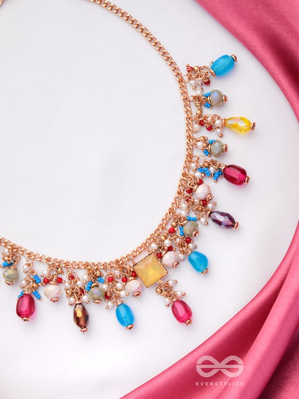 Mushita - The Ravishing Charisma - Golden Embellished Multicolor Neckpiece With Anti-Tarnish Coating 