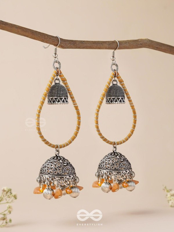 THE SUNLIT DROPS  - OXIDISED EMBELLISHED EARRINGS