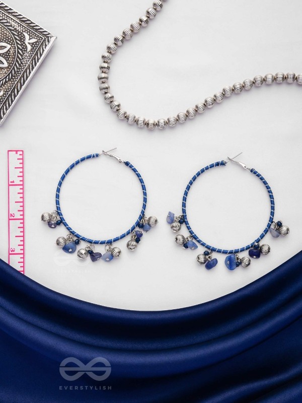 THE SAPHIRE THREADS - WRAPPED WITH SILK THREAD HOOP EARRINGS