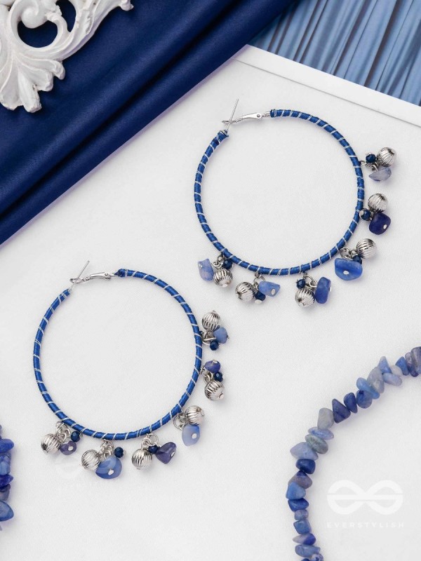 THE SAPHIRE THREADS - WRAPPED WITH SILK THREAD HOOP EARRINGS