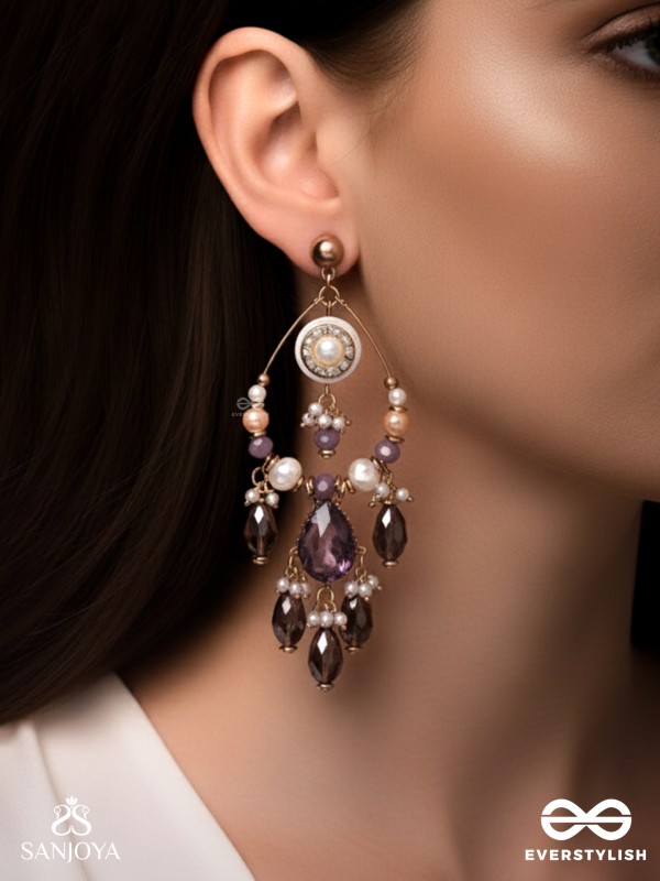Pratihata - The Sangria Chandeliers - Statement Golden Embellished Earrings