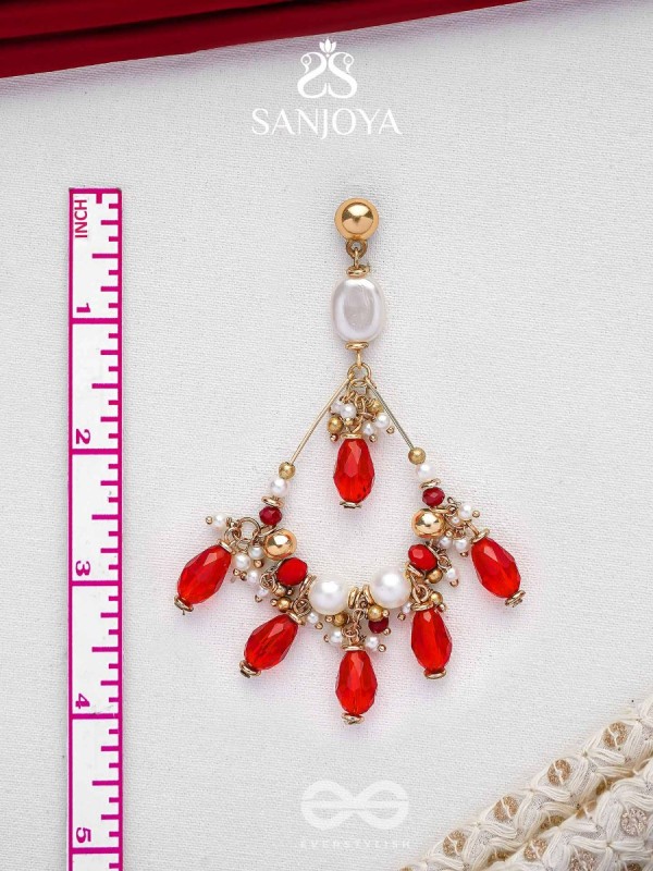 Ratulya - The Red Romance - Golden Embellished Statement Earrings