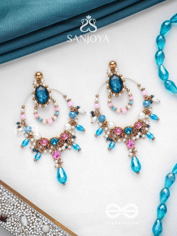 Abhram - The Shimmering Sky - Statement Golden Embellished Earrings 