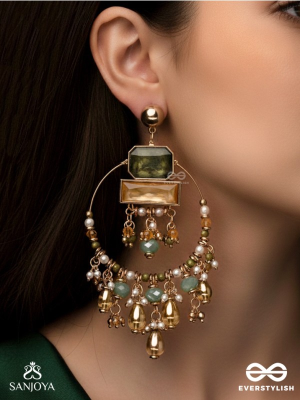 Abhivivas - The Shining Beauties - Statement Golden Embellished Earrings 