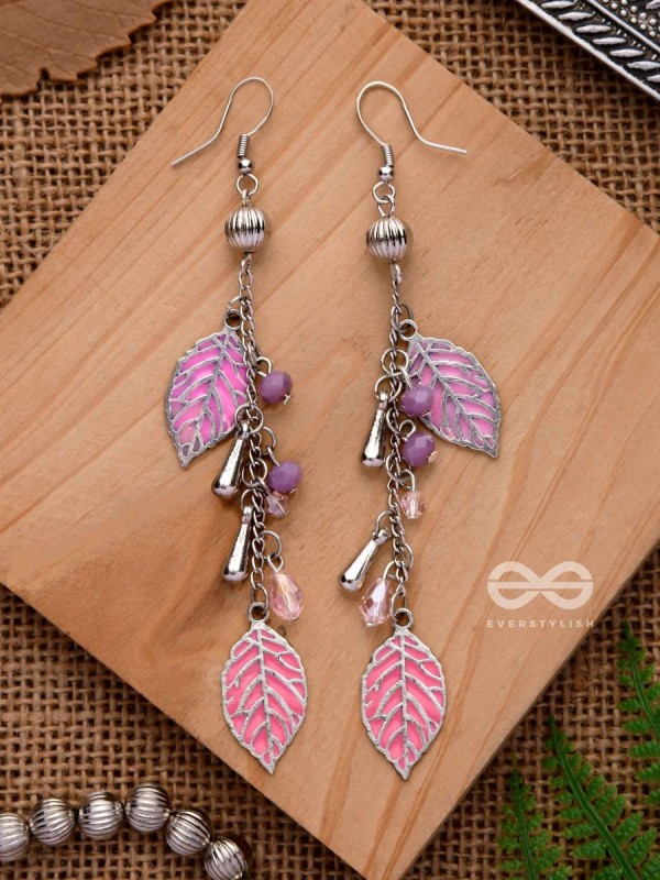 THE DANCING LEAFLETS - CASUAL DROP EARRINGS (PINK)