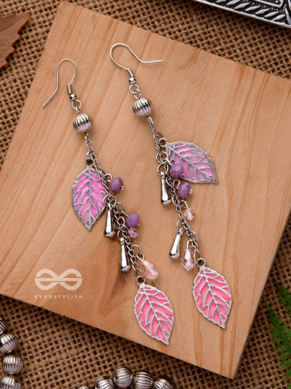 THE DANCING LEAFLETS - CASUAL DROP EARRINGS (PINK)