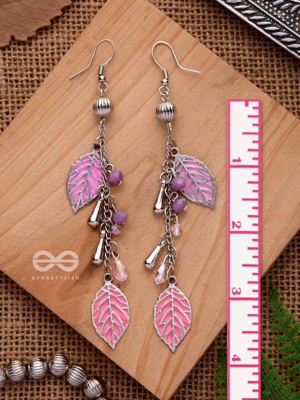 THE DANCING LEAFLETS - CASUAL DROP EARRINGS (PINK)