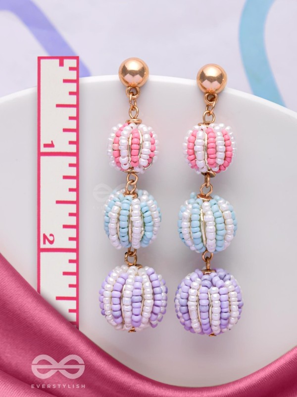 COTTON CANDY CHARMS -  CUTE BEADED EARRINGS (PURPLE, BLUE & PINK)