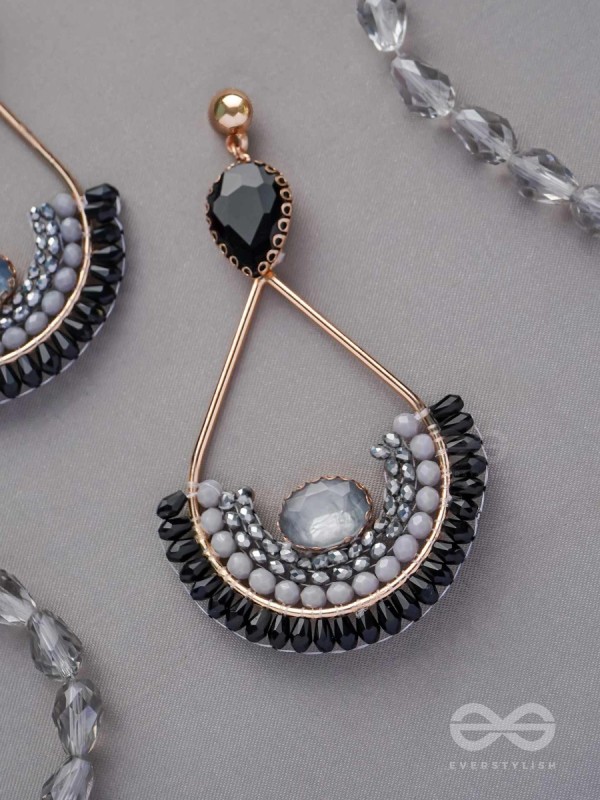 Ajadani - Galaxy Nights - Stone And Beads Embroidered Earrings