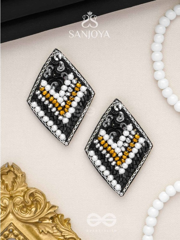 Anavila - The Night's Symphony - Sequins, Cutdana And Beads Hand Embroidered Stud Earrings (Black)