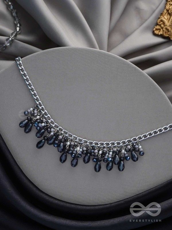 THE CHARMING NIGHTS- BLACK AND SILVER DROP NECKPIECE