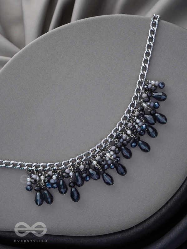 THE CHARMING NIGHTS- BLACK AND SILVER DROP NECKPIECE