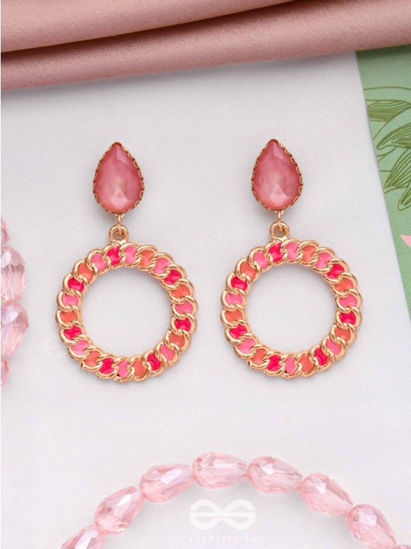 PINK OPULENCE - PEAR GEMSTONE DROP EARRINGS