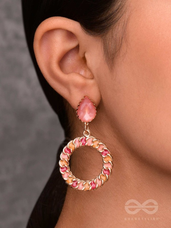 PINK OPULENCE - PEAR GEMSTONE DROP EARRINGS
