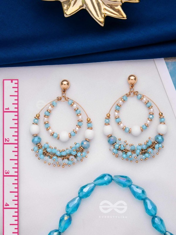 THE MOONLIT SHORES - WHITE AND BLUE GLASS BEAD EARRINGS