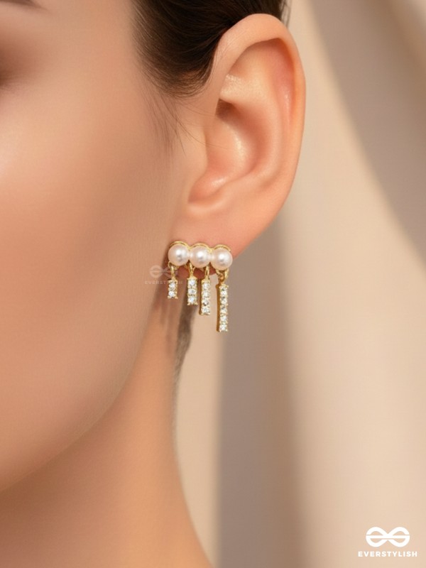 SWINGIN IN WIND - GOLDEN PEARL EARRINGS