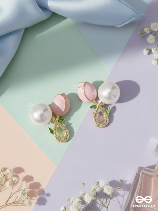 BUDDING PEARLS - PINK AND GOLDEN STUDS
