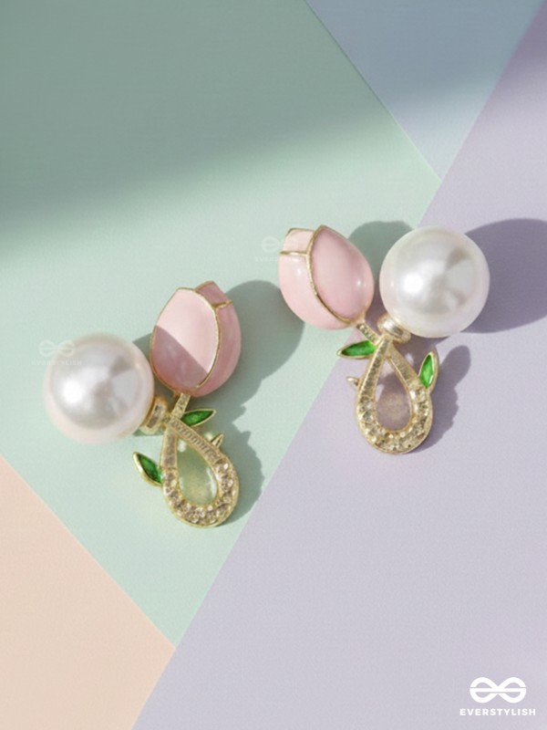 BUDDING PEARLS - PINK AND GOLDEN STUDS