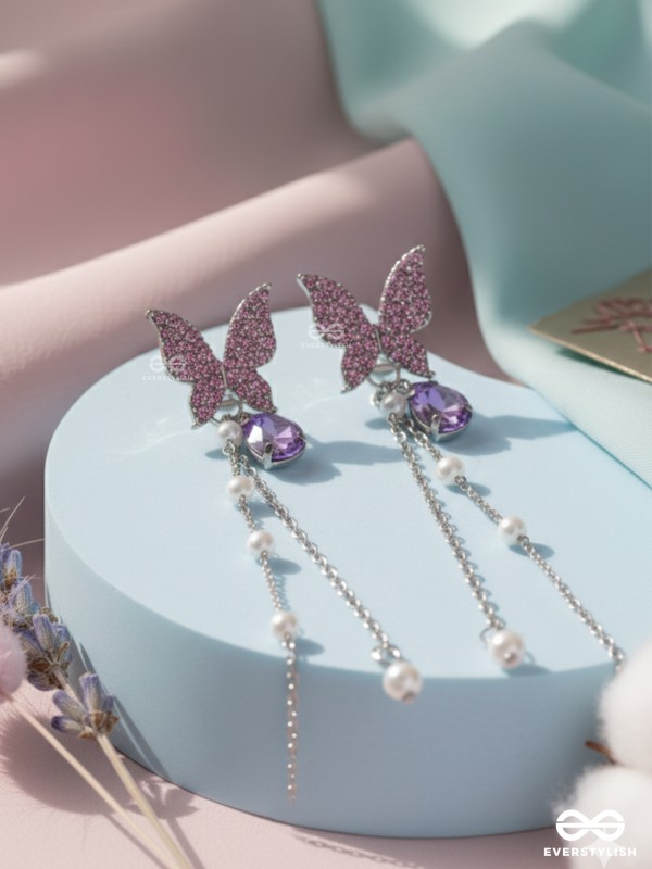 A PURPLE MIRACLE - SILVER PEARL EAR JACKETS