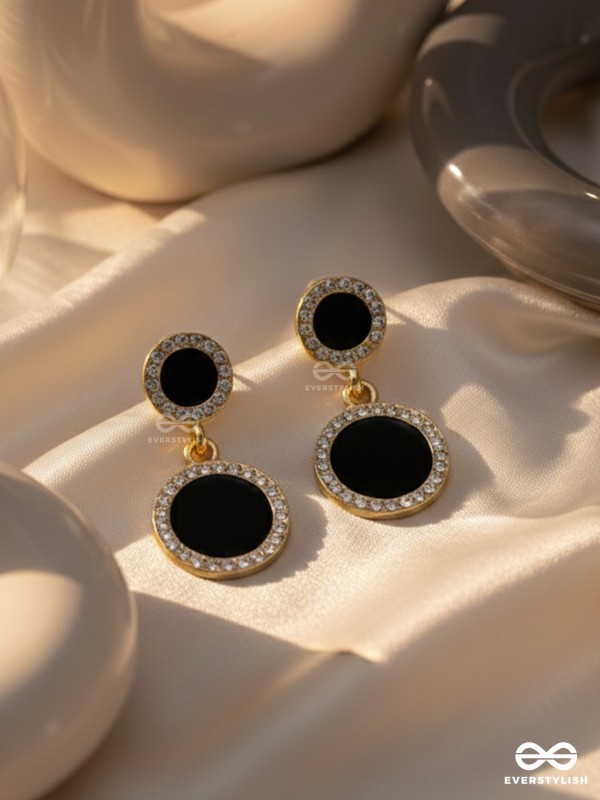 MIDNIGHT ENCHANTMENT - GOLDEN AND BLACK DROP EARRINGS