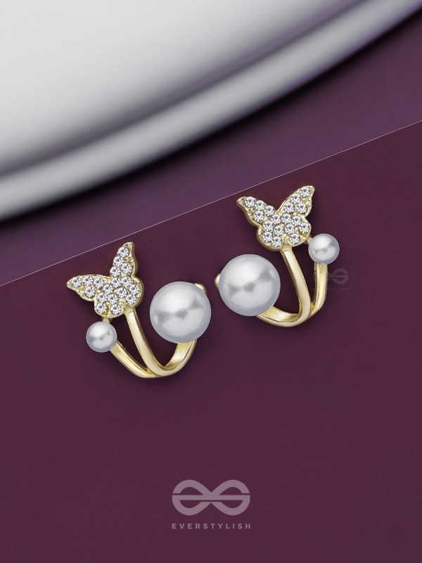 BLOOM-TASTIC BUTTERFLIES - GOLDEN PEARL STUDS