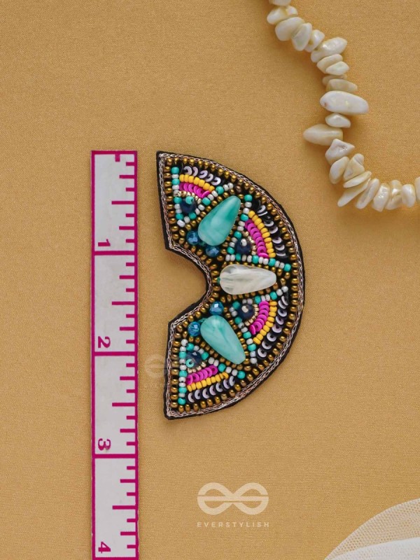 PARIDYUDHI - THE OCEAN WHISPERS - SEQUINS, BEADS, AND MARBLE DROP EMBROIDERED EARRINGS (MULTICOLOR)