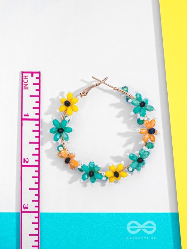 Spring's Escape - Floral Hoop Earrings