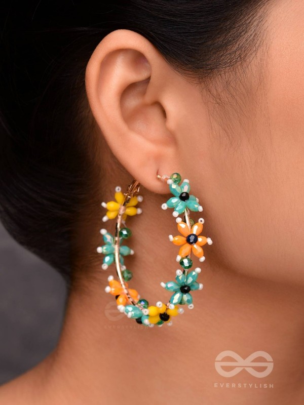 Spring's Escape - Floral Hoop Earrings