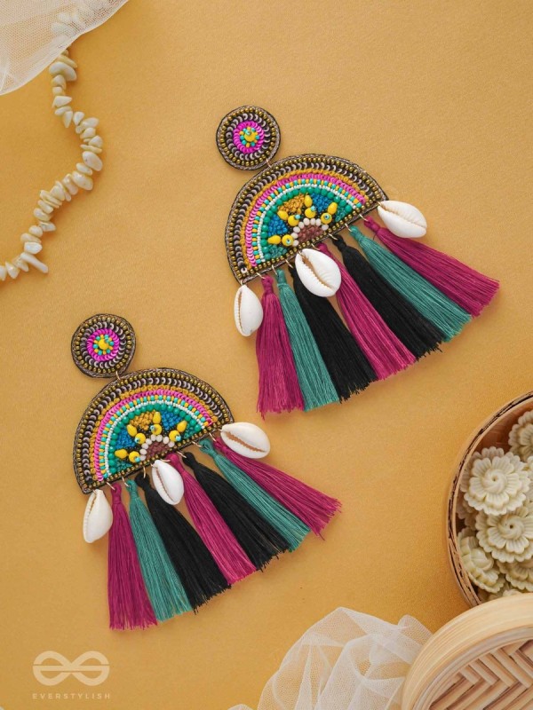 VILASITA - THE ENCHANTING SPLENDOR - BEADS, SEQUINS AND SHELLS EMBROIDERED EARRINGS