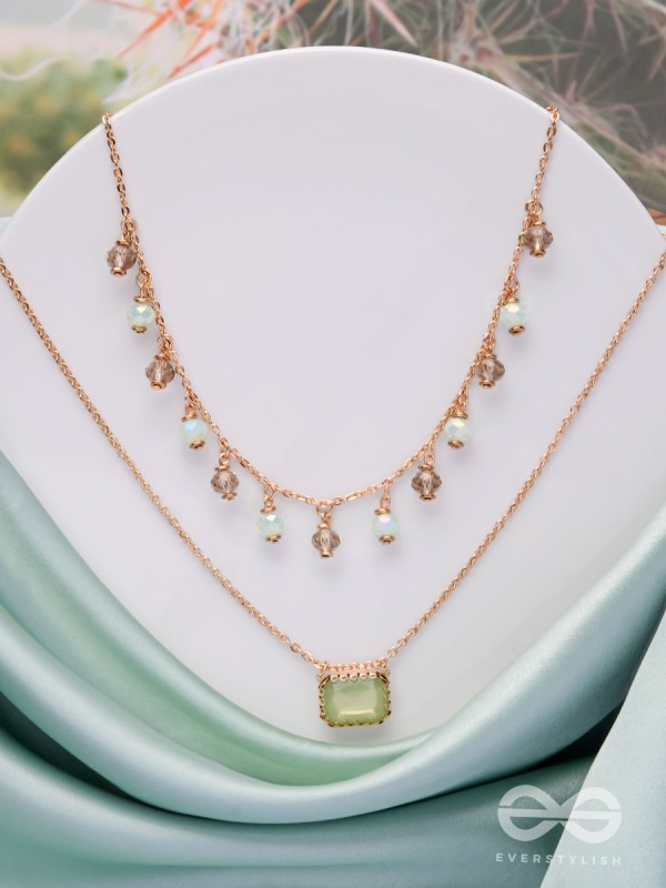 Jade Dream Drapes - Statement Multilayered Neckpiece With Anti-Tarnish Coating 