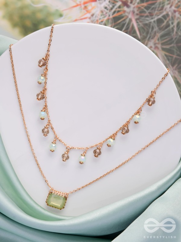 Jade Dream Drapes - Statement Multilayered Neckpiece With Anti-Tarnish Coating 